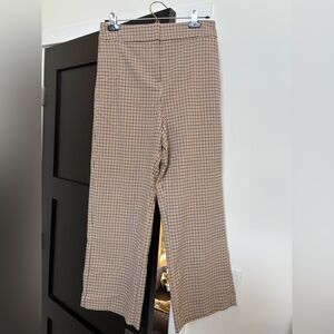 LOFT High Rise Slim Wide Leg Plaid Cropped Trousers